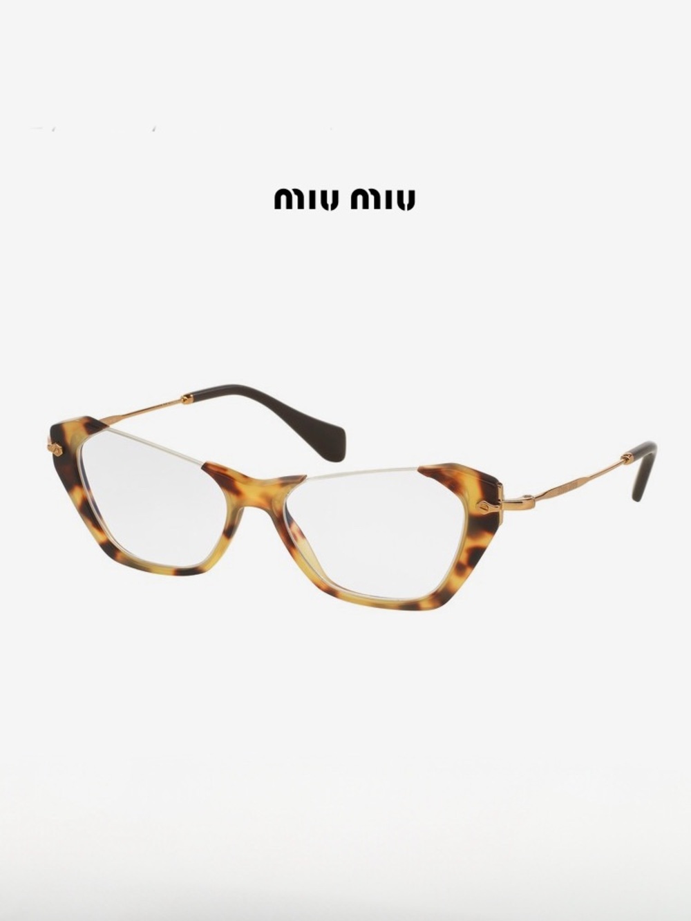 Miu Miu VMU04O Cat-Eye Havana Glasses 52-17-101 NWOT - Picture 2 of 11